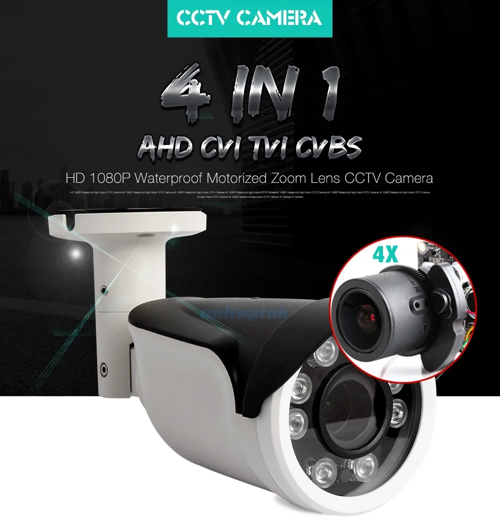 2MP AHD камера 1080P Моторизованный объектив 4x зум 4 в 1 AHD/CVI/TVI/CVBS пуля камера безопасности CCTV камера, с переключателем циферблата экранное меню