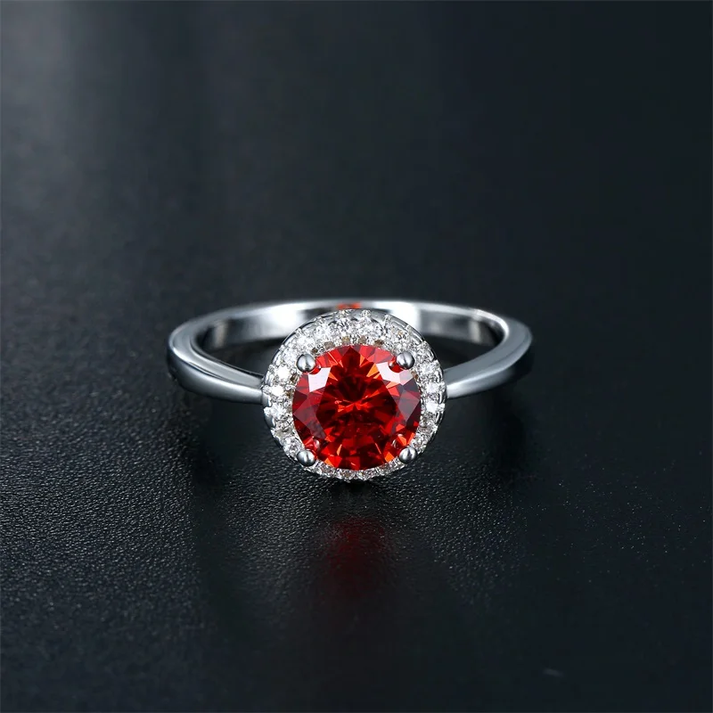 Lateefah простой июля Solitaire Rock N Rose красный круглый кристалл кубического циркония