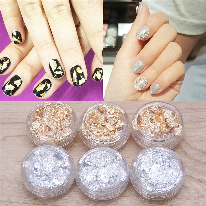 

New Nail Art Design Decoration Paillette Flake Foil Acrylic UV Gel Paper 3D Tips Tools Nail Art Supplies Gold/Silver #11
