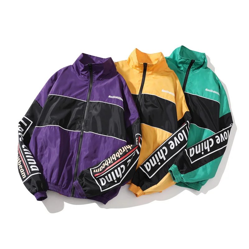 

Jackets Mens New Hip Hop Thin Tracksuit Coat Fashion Casual Streetwear Man Pattern Stitching Baseball Jacket