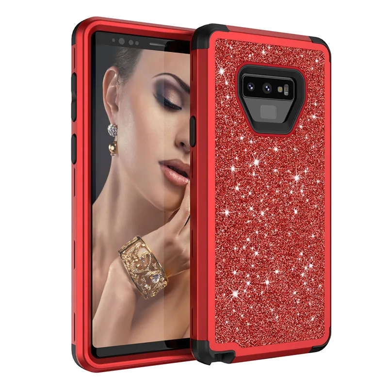 

Glitter Bling Diamond Back Cover For Samsung note9 s9 Plus note8 Hard Case Shockproof Hybrid Armor Mobile Phone Protective Shell