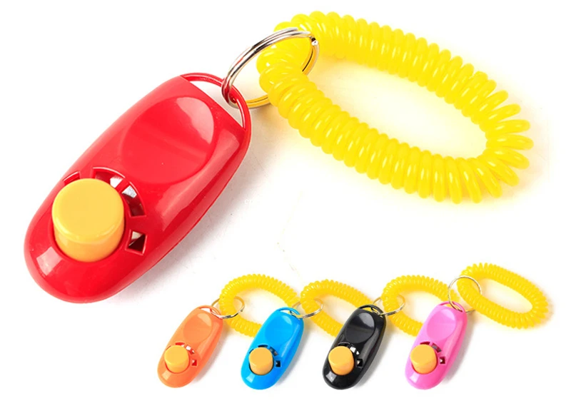 100pcs Dog Button Clicker Pet Dog Trainer Portable Sound Trainer Pet Training Tool Wrist Band Accessory Click Training