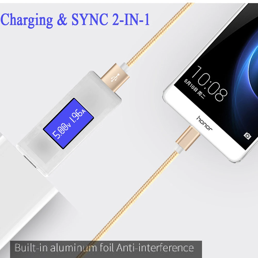 المصغّر usb كابل 2A سريع شحن كابل شاحن الهاتف المحمول 1 M 1.5 M 2 M كابل تاريخ ل Xiaomi/هواوي/ الروبوت اللوحي/iph