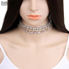 Famosa Marca de Moda AAA Zirconia Collar de Gargantilla Irregular Delgada Conjunto Gargantilla 18 K de Oro Rosa Collar Collier Colar WN010