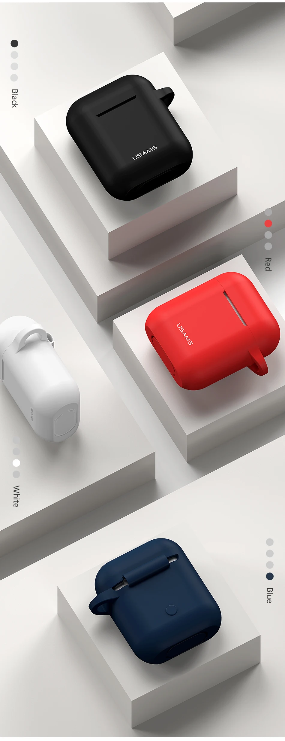 USAMS чехол для наушников для AirPods силиконовый защитный чехол для наушников светящийся Apple беспроводной bluetooth чехол для наушников