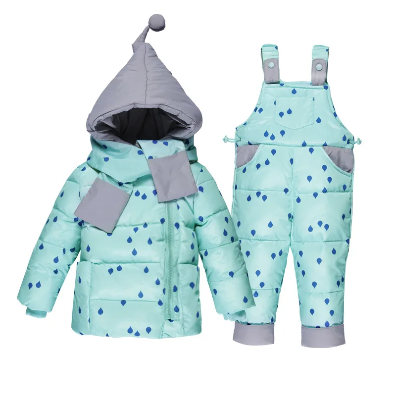 Зимнее пуховое пальто для маленьких мальчиков и девочек детская одежда детские теплые куртки зимний комбинезон для малышей, верхняя одежда комплект одежды с шарфом Coa Pan От 2 до 4 лет - Цвет: Ligh Blue
