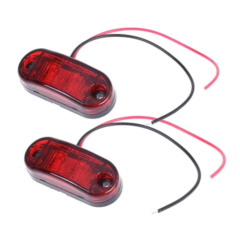2pcs 9 30V 2LED Oval LED Trailer Truck Clearance Light Side Marker