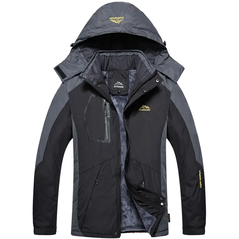 CCIVICFREE, зимняя непромокаемая флисовая куртка, Мужская, для спорта на открытом воздухе, теплая, походная, лыжная, рыболовная куртка, дождевик - Цвет: Черный