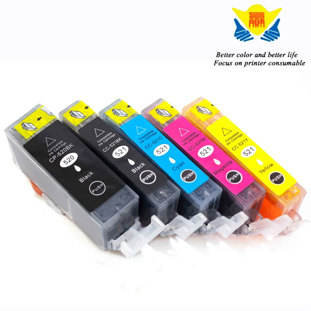 

JIAYINGCHEN Compatible ink cartridge replacement for CANON PGI-520 CLI-521 5 PCS for PIXMA MP980 iP3600 Free shipping exclusive