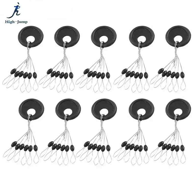 

10Pcs/bag Fishing Float Stopper Bobber 6 in 1 Rubber Oval Stopper Fishing Bobber Float Space Bean Stopper Folat Bobber Equipment