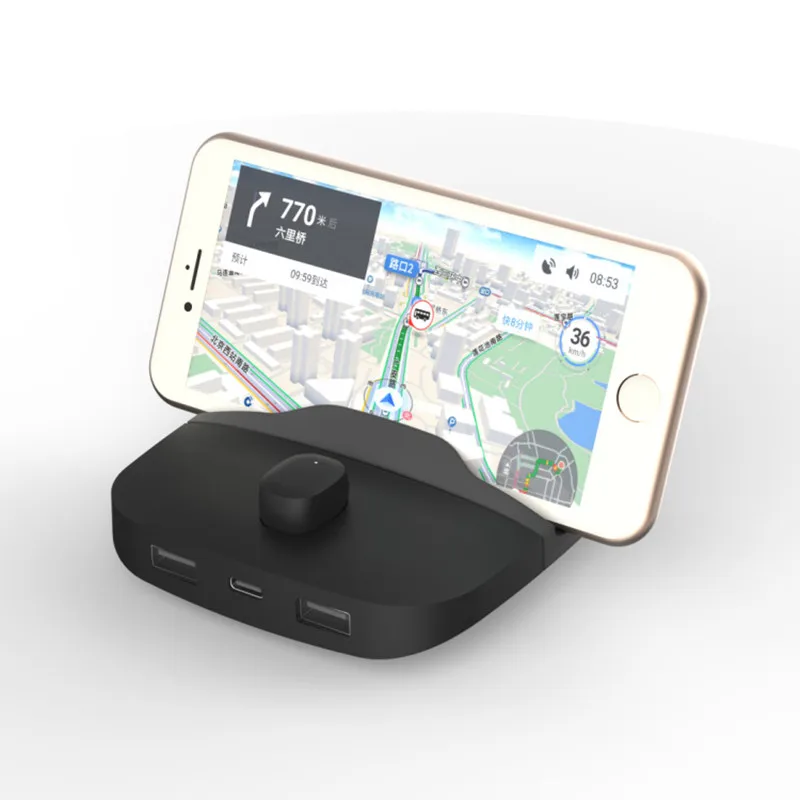 

Mobile Phone Holder Stand Driving Mobile phone holder Carry 5.0 Bluetooth Headset Multi-function Car Universal bracket black