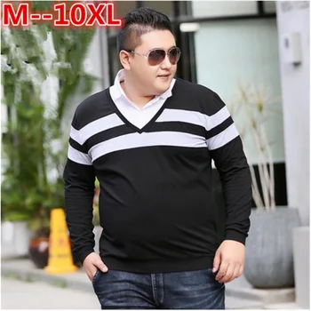 

Plus size 10XL 8XL 6XL 5XL 2018 Casual cotton Men Polo Shirt Thicker Mens Long Sleeve Solid Polo Shirts Camisa Polos Tops Tees