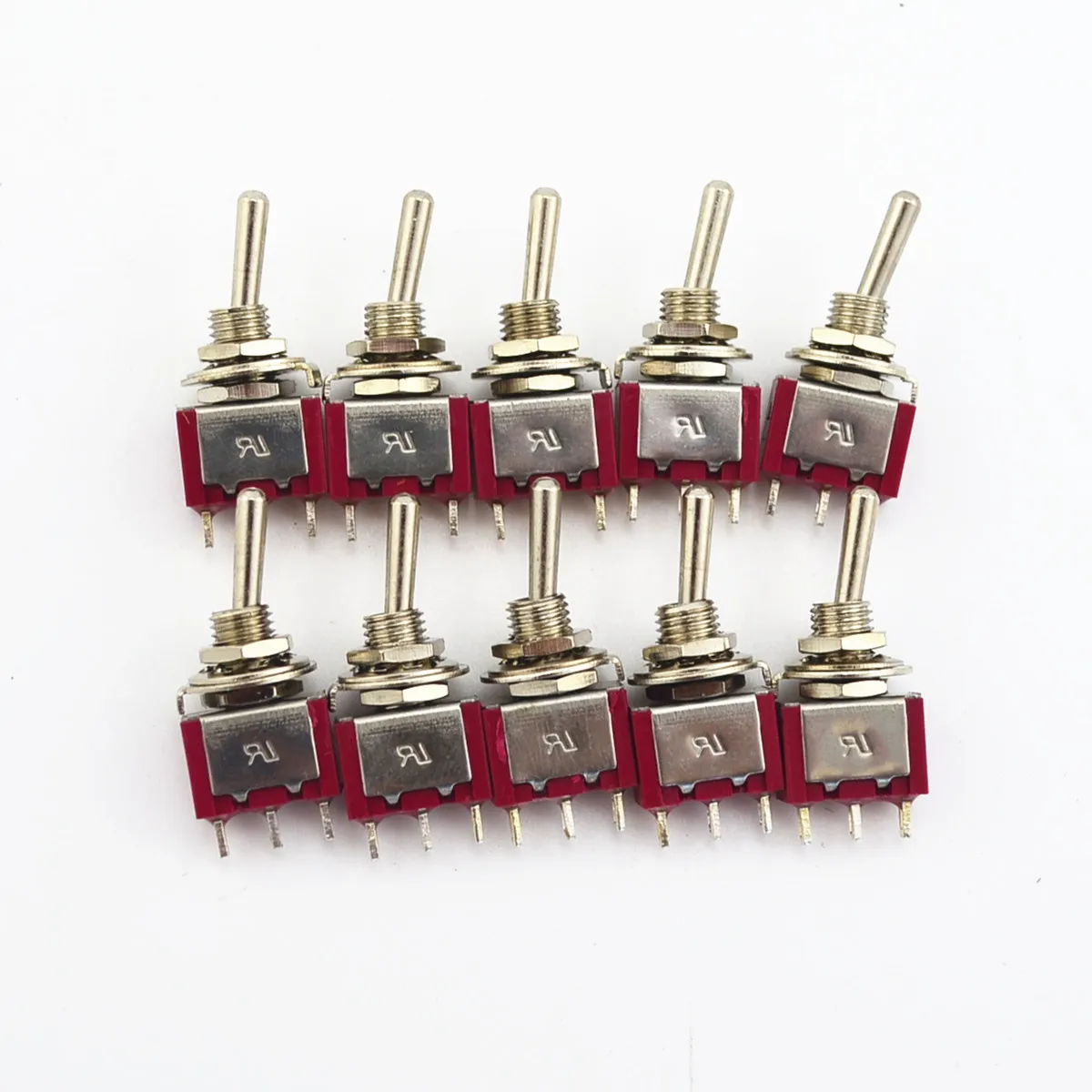

10Pcs Red 3 Pin 3 Position (ON)-OFF-(ON) SPDT Mini Momentary Toggle Switch Automatic Return Middle