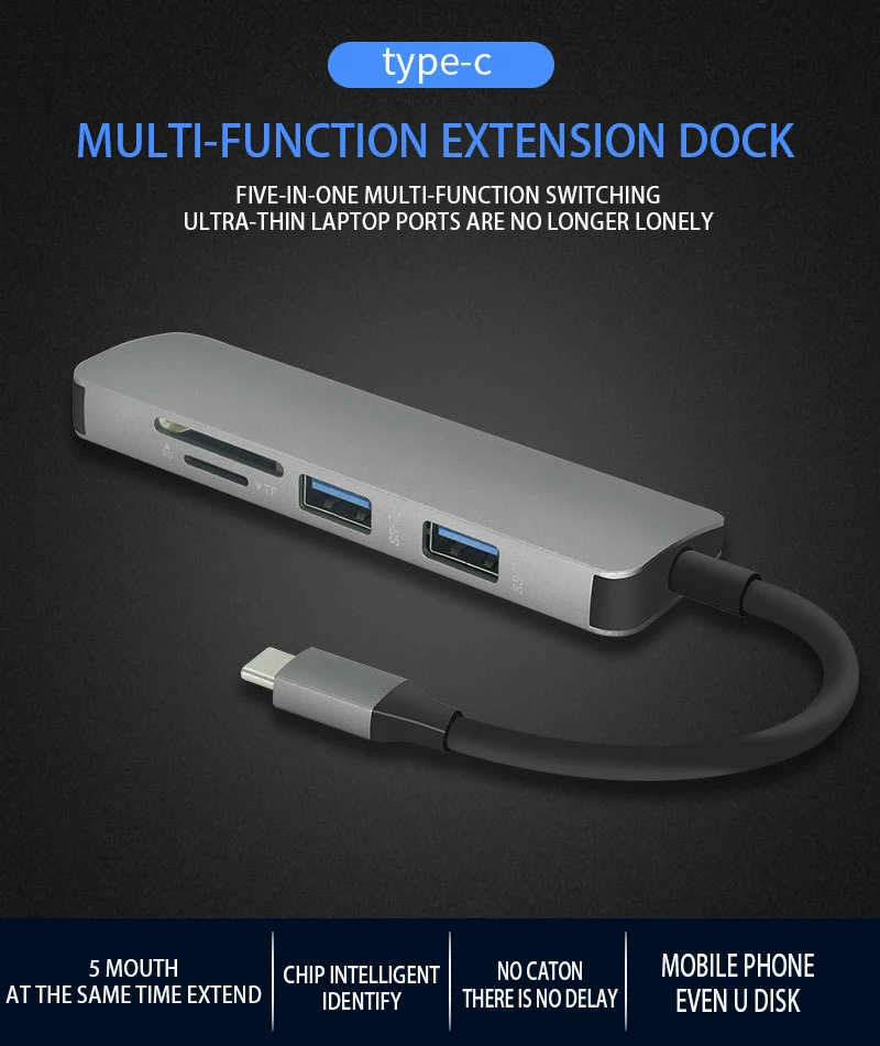 5 в 1 USB C концентратор USB-C до 3,0 OTG концентратор HDMI 3 порта USB адаптер для MacBook samsung huawei Тип C usb-хаб w/TF/SD кард-ридер