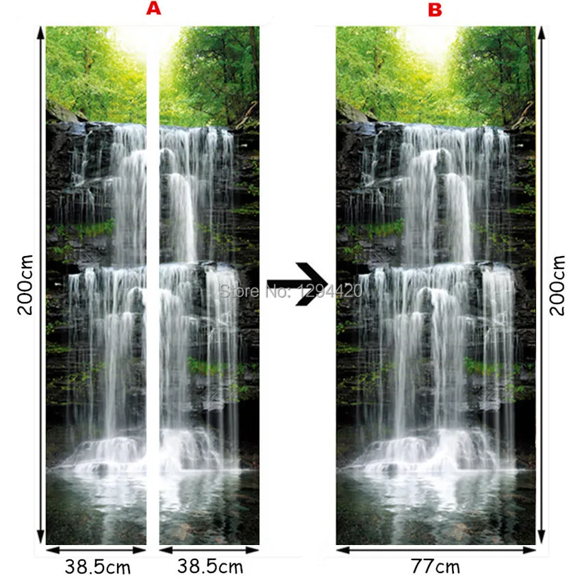 77*200 см Ожесточенные Тигр водопад пейзаж 3d двери росписи стены винила искусства наклейки, украшения домашнего офиса пейзаж плакат на стену