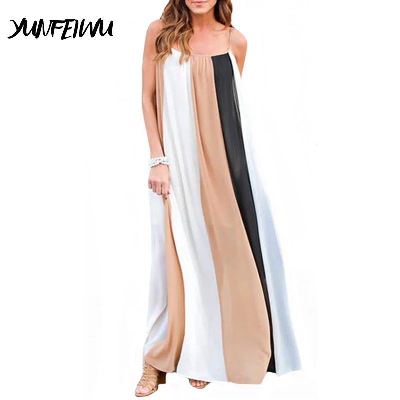 Summer Beach Dresses Women Sexy Spaghetti Strap Striped Maxi Sundress Sleeveless Boho Casual Swing Chiffon Long Dress Summer Beach Dresses Women Sexy Spaghetti Strap Striped Maxi Sundress Sleeveless Boho Casual Swing Chiffon Long Dress