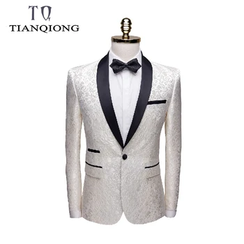 

Men Blazer 2019 Fashion Printed Mens Casual Suit Stylish Luxury Brand Mens Jackets Coats Stage Party Wedding Blazer Formal Wear