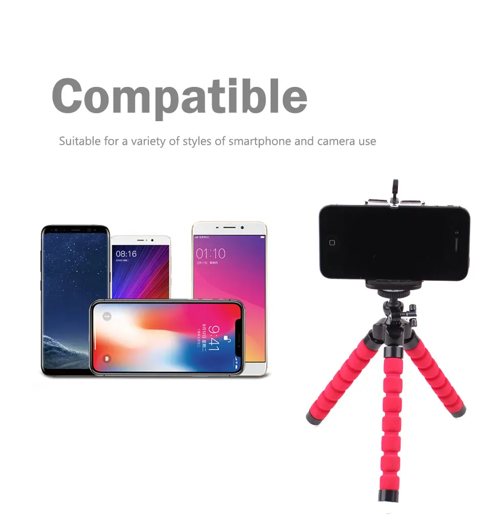 Mini Flexible Tripods tripod for phone Mobile camera holder  smartphone monopod tripe stand octopus mini tripod With Phone Clip (10)