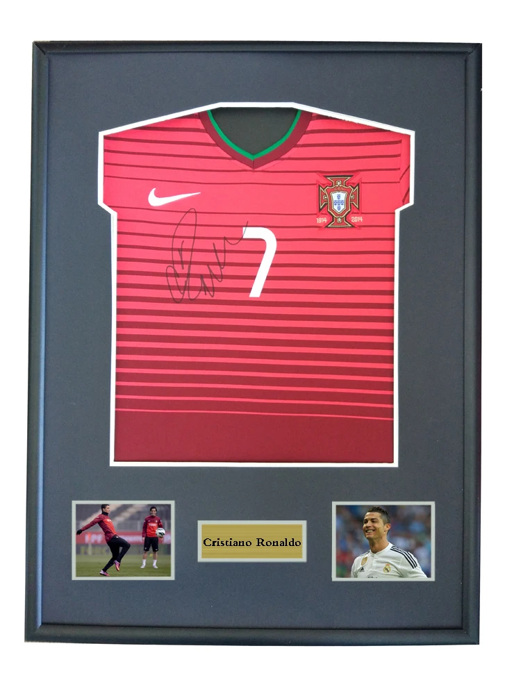 

Cristiano Ronaldo signed autographed soccer shirt jersey come with Sa coa framed Portugal 2014