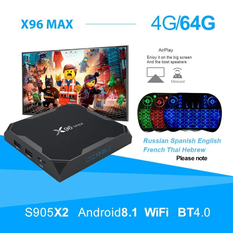 X96 Max Android 8,1 Amlogic S905X2 LPDDR4GB 64GB quad core tv BOX 2,4G 5G Wifi BT 1000M H.265 4K60fps Smart tv box X96Max - Цвет: 4G64G Add I8 light