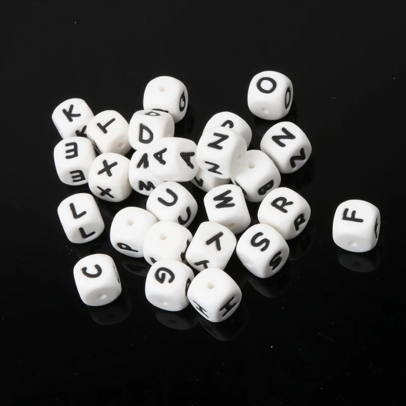

Baby Letter Silicone Beads Teether Beads Chewing Alphabet Bead For Personalized Name DIY Teething Necklace 12mm 5pc