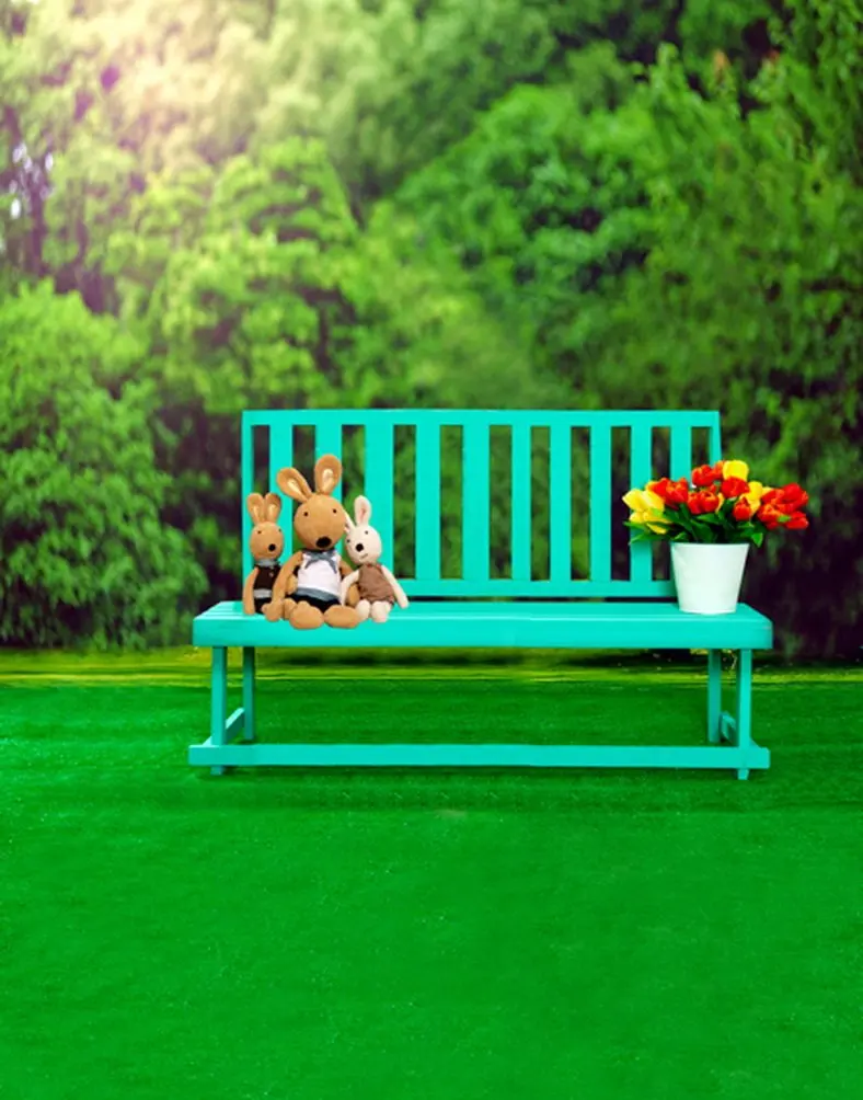 

5x7ft Green Grass Tree Chair Cute Rabbit Photography Backdrops Photo Props Studio Background