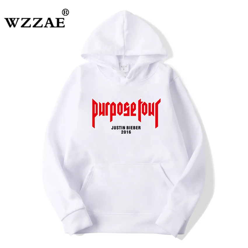2018 New Justin Bieber Poster Hip Hop sweat homme Hoodie Hooded Man Letters Justin Bieber Purpose Tour Streetwear S-XXXL Hoodie