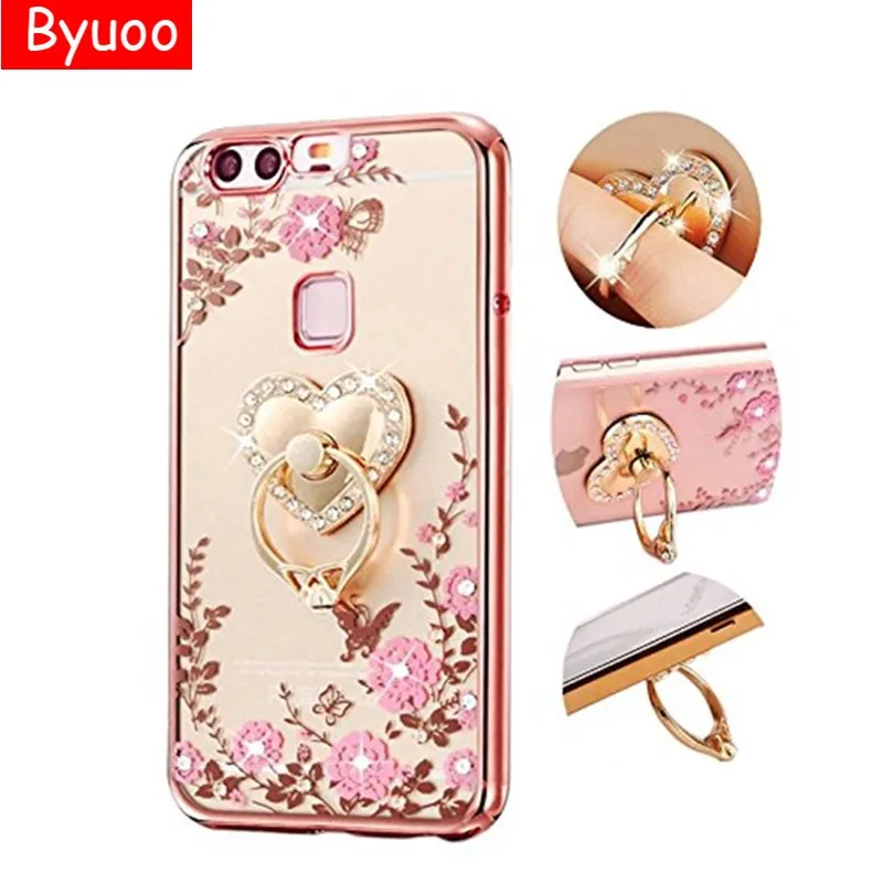 

Bling Soft Back Cover Case Ring Stand for huawei Y5 Y6 Y7 Prime 2018 Y9 2019 honor 8C 8X 8 9 v8 v9 nova 2i p20 Lite Pro P30 Pro