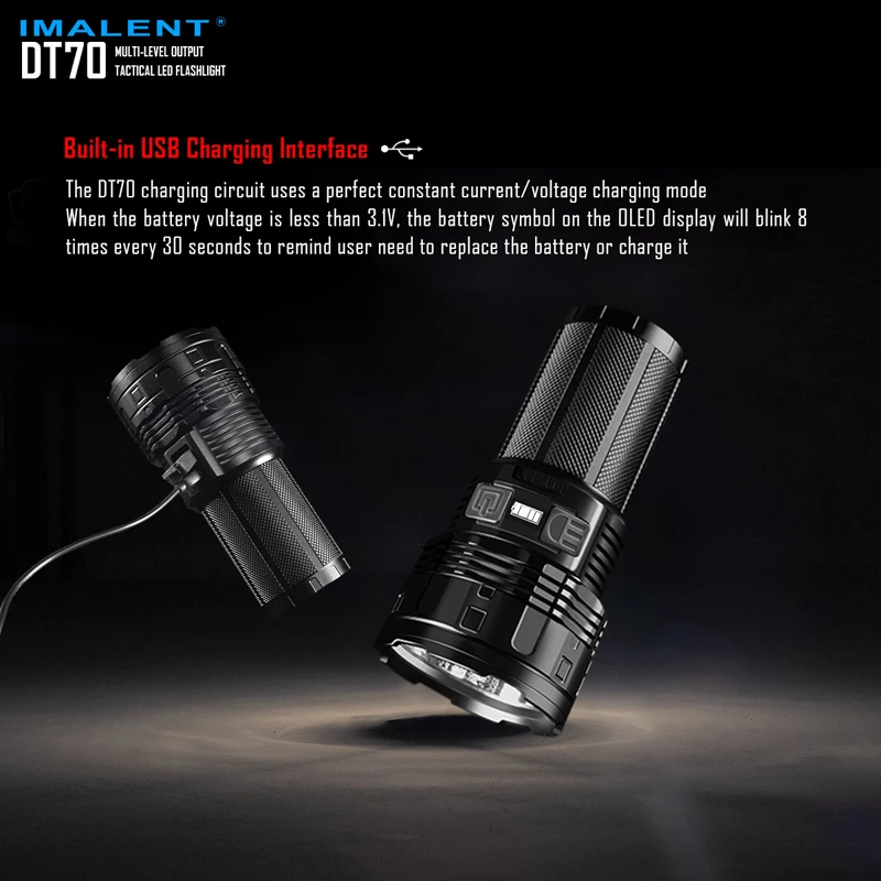 IMALENT DT70 16000 Lumens USB Rechargeable LED Tactical Flashlight (5)