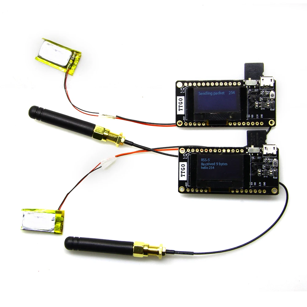 

2 Pcs TTGO LORA32 V2.0 433/868/915Mhz ESP32 LoRa OLED 0.96 Inch SD Card Blue Display ESP-32 WIFI Bluetooth Module