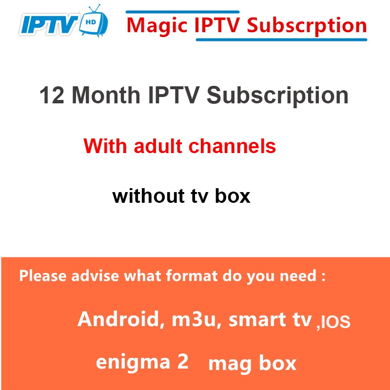 IP tv подписка Android tv Box Европейская Швеция арабский французский Испания Франция Португалия, Италия Германия Великобритания IPTV для Smart tv Box - Цвет: 12month with adult