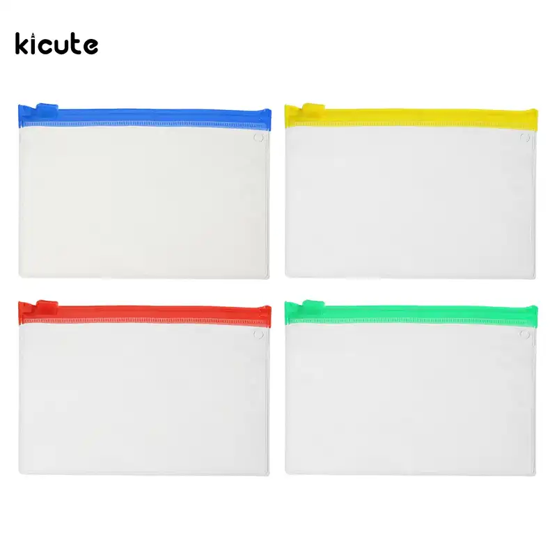 5pcs Set Pvc Waterproof Transpa Zipper Bag File Folder Doent Filing Stationery School Office Supplies
