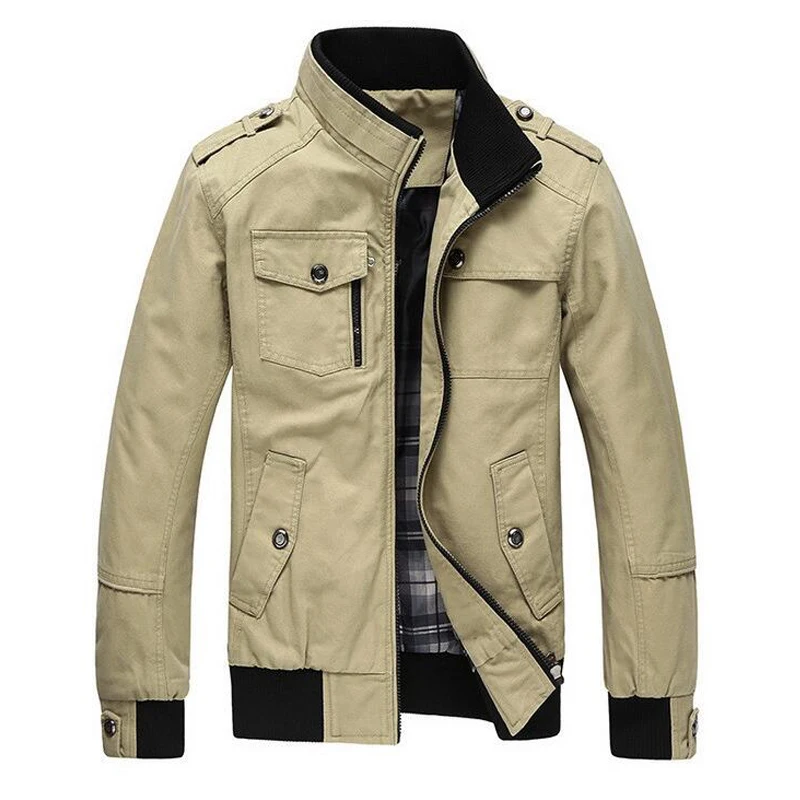 

Jacket Men Stand Collar Military Jackets Mens Casual Outerwear Washed Coats Men's Spring Autumn Winter Pocket Streetwear Jackets