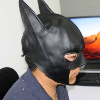 

New Black Batman Mask Superhero Latex Mask For Adult Overhead Full Face Masquerade Party Toy Props Costume Cosplay Free Shipping