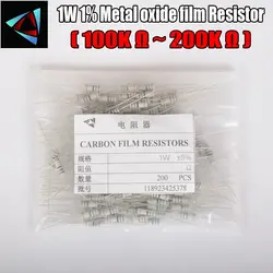 200 шт. 5% 1 Вт углерода резистор 100 К 120 К 150 К 180 К 200 К Ом металл оксид резистор