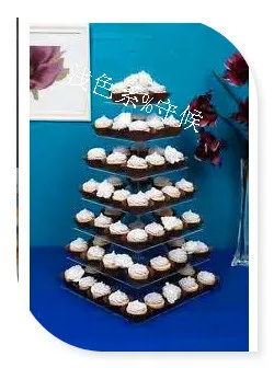 

Hot shopping free selling/Free Shipping High Quality 7 tier Square Acrylic Cake Stand, Plexiglass Cup Cake Stand