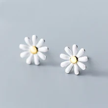 MloveAcc чистый 925 пробы Серебряный цветок маргаритки красивые серьги-гвоздики милые серьги маргаритки для женщин высокое качество