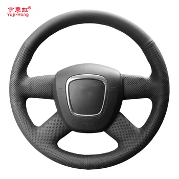 

Yuji-Hong Genuine Cow Leather Car Steering Wheel Covers Case for Audi Old A4 B7 B8 A6 C6 Q5 Q7 Auto Cover Hand-stitched