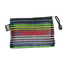 1 шт. красочные полосы шаблон нейлон молнии полупрозрачных файл держатель мешка