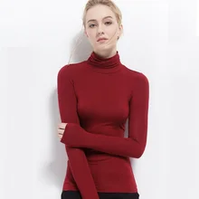 CANVAUS Женская Повседневная водолазка футболка с длинным рукавом карамельного цвета высокого качества модал футболки Плюс Размер женский стрейч-футболка