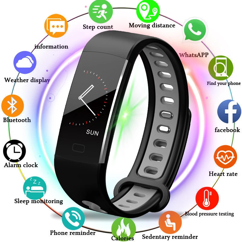 

BANGWEI New Smart wristband Men Women Smart watch Sport Fitness Tracker Color LED touch screen IP67 waterproof Digital Clock+box