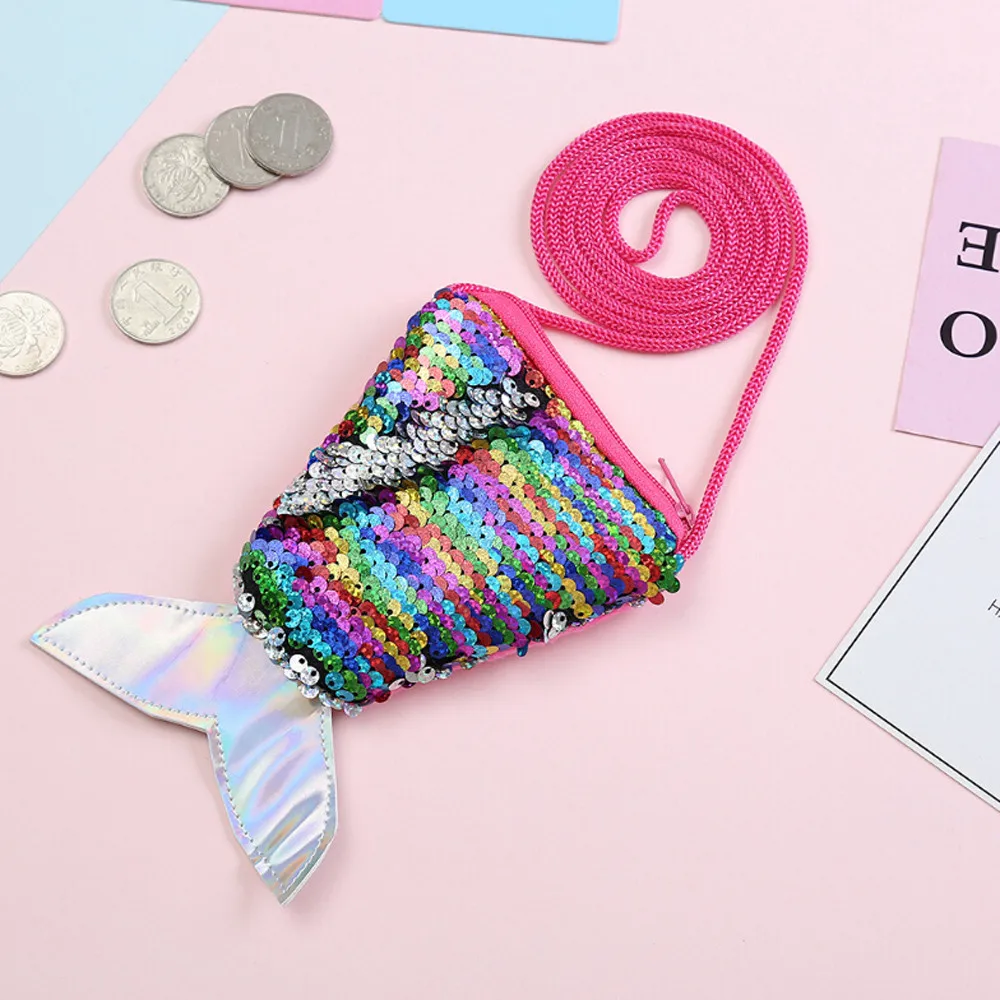 Новые маленькие кошельки для монет с блестками детские сумки на молнии со вставками в форме рыбы кошельки милый кошелек для ключей сумка# T2