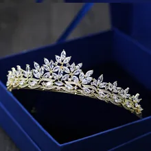 New Fashion luxury Paved crystal Cubic Zircon flowers Tiaras Wedding bride banquet dressing crown Hair Jewelry