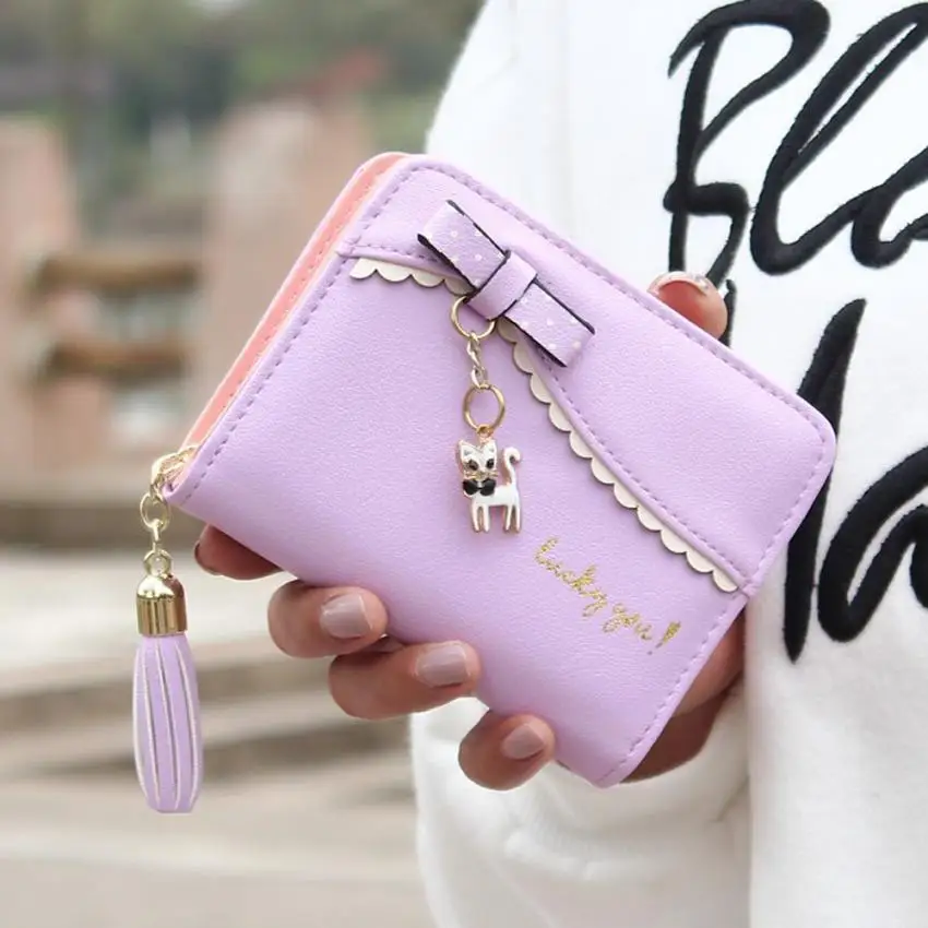 2020 carteras mujer Women Wallets Lady Fashion Cat pendant Mini Grind Magic Bifold Leather Wallet Women's Card Holder Purse 2020 carteras mujer Women Wallets Lady Fashion Cat pendant Mini Grind Magic Bifold Leather Wallet Women's Card Holder Purse