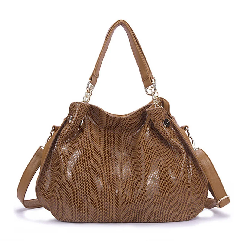 

ZHIERNA Trend Cowhide Handbag Motorcycle Pack Ladies Shoulder Bag Multi-function Lady Snake Skin Shape Elegant Shoulder Bag