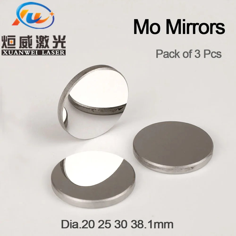 

3pcs Co2 Laser Mirror lens Mo Reflective Mirror Dia 19.05mm 20mm 25mm 30mm 38.1mm for laser cutter engraver Molybdenum