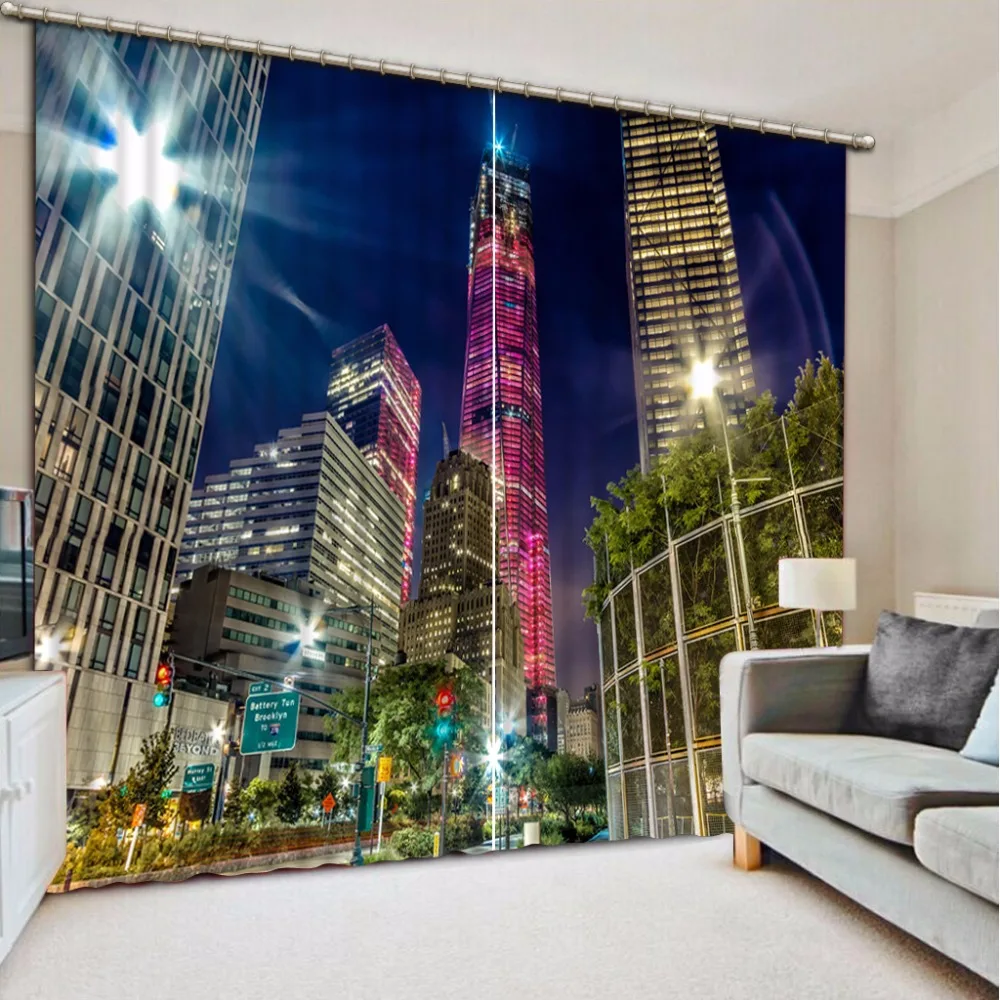 

City night scene Curtain Luxury 3D Window Curtain For Living Room Bedroom Customized size Drapes Cortinas Rideaux pillowcase