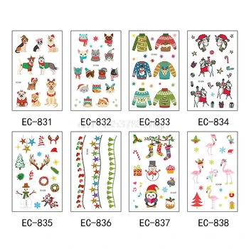 

12x7.5CM New Cartoon Kid's Tatoo Waterproof Temporary Tattoos Sticker Santa Claus Elk Christmas Tree Pattern Fake Snowman Tattoo