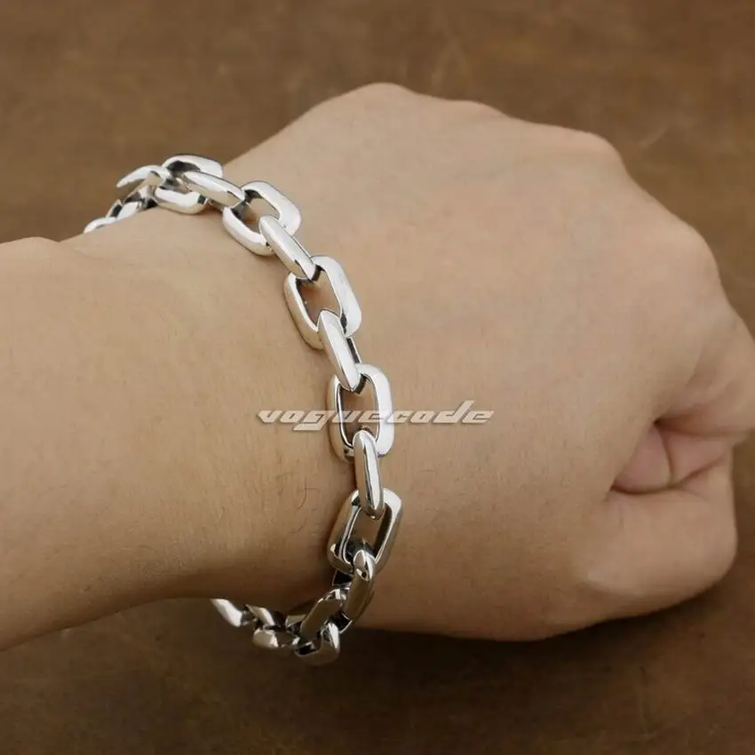 7 Lengths 925 Sterling Silver Handmade Mens Biker Rocker Punk Bracelet