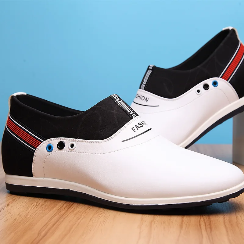 Sexo Moda Sapatos Genuínos Mocassins Brancos Sh41 De preto Sobre Brown Zapatos Masculino Aumento Hombre Casuais Esportes Couro Deslizar Do branco Homens Para ZrpfFqxwZ